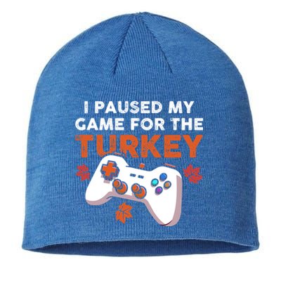 I Paused My Game For The Turkey Thanksgiving Video Game Fan Funny Gift Sustainable Beanie