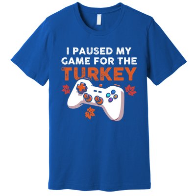 I Paused My Game For The Turkey Thanksgiving Video Game Fan Funny Gift Premium T-Shirt