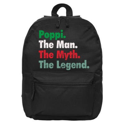 Italian Poppi Man Myth Legend Father Dad Uncle 16 in Basic Backpack