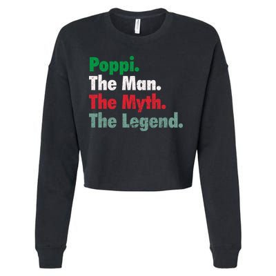 Italian Poppi Man Myth Legend Father Dad Uncle Cropped Pullover Crew