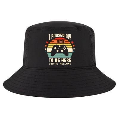 I Paused My Game To Be Here Gamer Gaming Retro Vintage Gift Cool Comfort Performance Bucket Hat