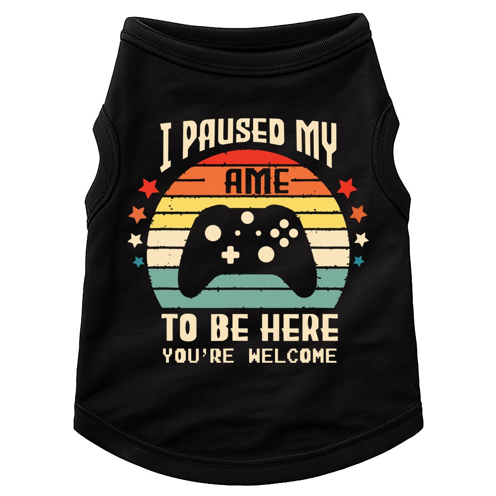 I Paused My Game To Be Here Gamer Gaming Retro Vintage Gift Doggie Tank
