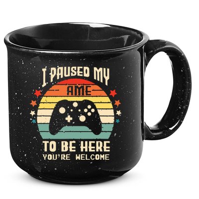 I Paused My Game To Be Here Gamer Gaming Retro Vintage Gift 15oz Campfire Ceramic Mug
