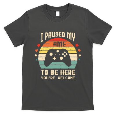 I Paused My Game To Be Here Gamer Gaming Retro Vintage Gift T-Shirt