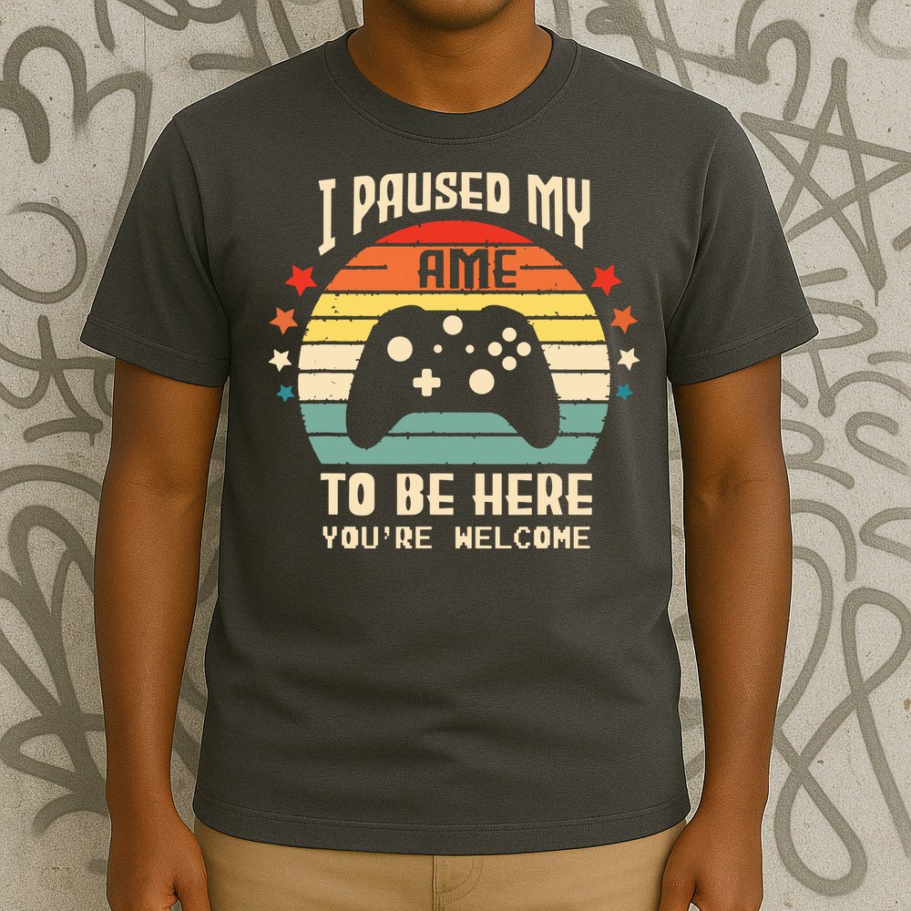 I Paused My Game To Be Here Gamer Gaming Retro Vintage Gift T-Shirt