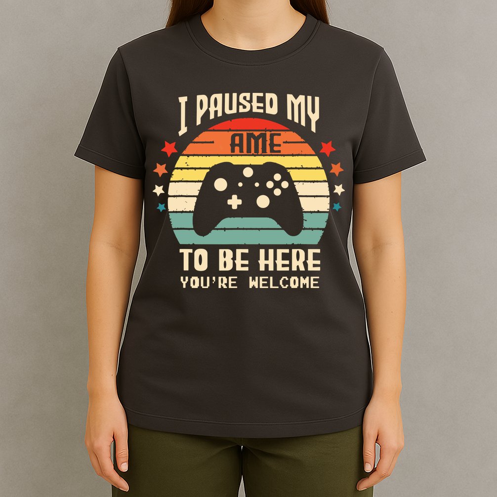 I Paused My Game To Be Here Gamer Gaming Retro Vintage Gift T-Shirt