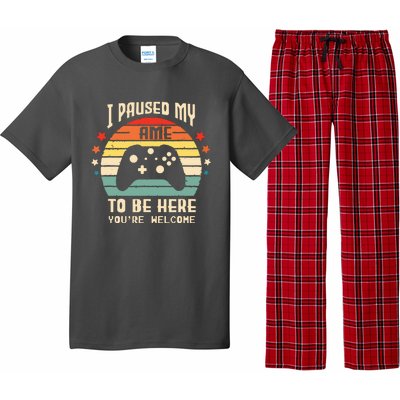 I Paused My Game To Be Here Gamer Gaming Retro Vintage Gift Pajama Set