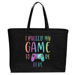 I Paused My Game To Be Here Gamer Boy Girl Gift Gaming Merch Cotton Canvas Jumbo Tote