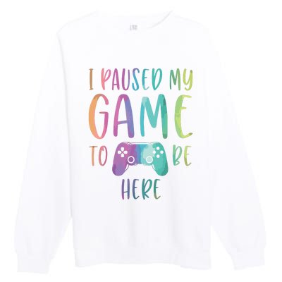 I Paused My Game To Be Here Gamer Boy Girl Gift Gaming Merch Premium Crewneck Sweatshirt