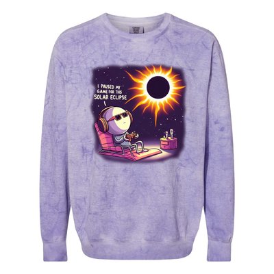 I Paused My Game For This Solar Eclips Design Gift Colorblast Crewneck Sweatshirt