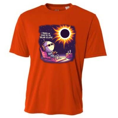 I Paused My Game For This Solar Eclips Design Gift Cooling Performance Crew T-Shirt