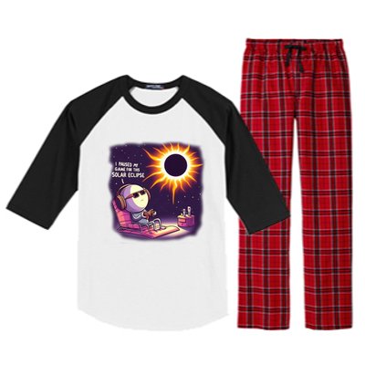 I Paused My Game For This Solar Eclips Design Gift Raglan Sleeve Pajama Set