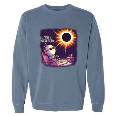 I Paused My Game For This Solar Eclips Design Gift Garment-Dyed Sweatshirt