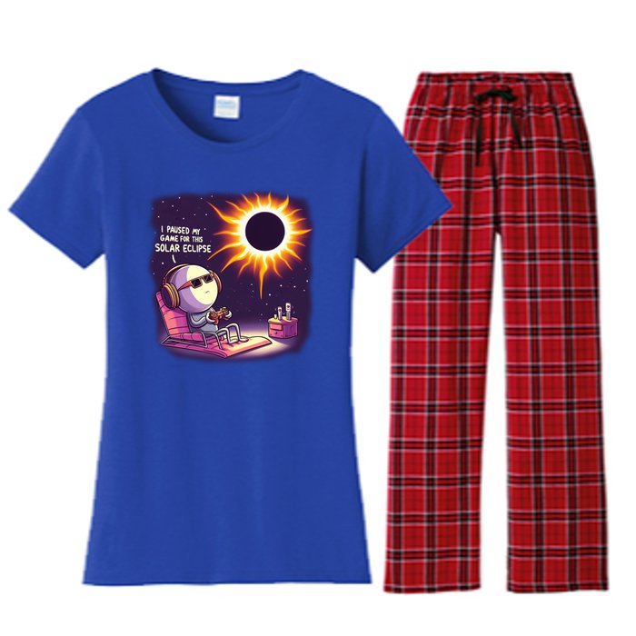 I Paused My Game For This Solar Eclips Design Gift Women's Flannel Pajama Set