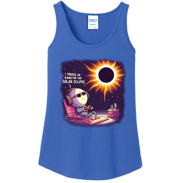 I Paused My Game For This Solar Eclips Design Gift Ladies Essential Tank