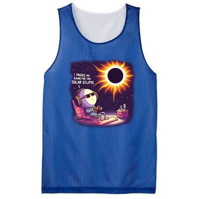 I Paused My Game For This Solar Eclips Design Gift Mesh Reversible Basketball Jersey Tank