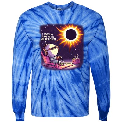 I Paused My Game For This Solar Eclips Design Gift Tie-Dye Long Sleeve Shirt