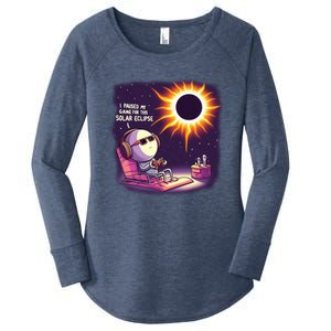 I Paused My Game For This Solar Eclips Design Gift Women's Perfect Tri Tunic Long Sleeve Shirt