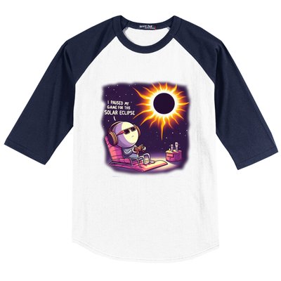 I Paused My Game For This Solar Eclips Design Gift Baseball Sleeve Shirt