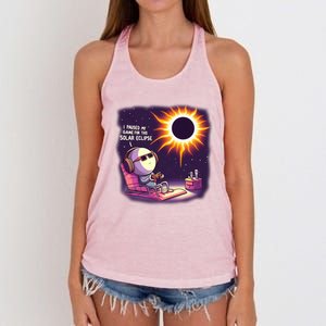 I Paused My Game For This Solar Eclips Design Gift Women's Knotted Racerback Tank