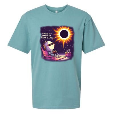 I Paused My Game For This Solar Eclips Design Gift Sueded Cloud Jersey T-Shirt