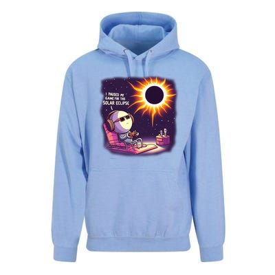 I Paused My Game For This Solar Eclips Design Gift Unisex Surf Hoodie