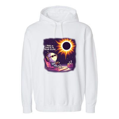 I Paused My Game For This Solar Eclips Design Gift Garment-Dyed Fleece Hoodie