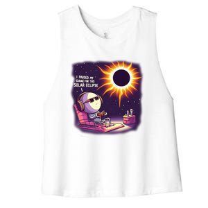 I Paused My Game For This Solar Eclips Design Gift Women's Racerback Cropped Tank