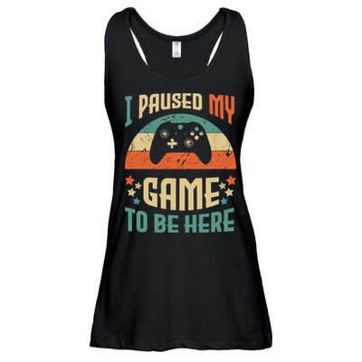 I Paused My Game To Be Here Funny Gamer Retro Vintage Ladies Essential Flowy Tank