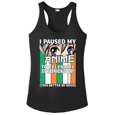 I Paused My Anime To Celebrate St Patricks Day Funny Anime Ladies PosiCharge Competitor Racerback Tank