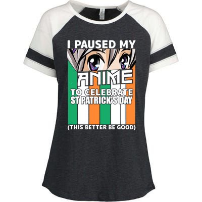 I Paused My Anime To Celebrate St Patricks Day Funny Anime Enza Ladies Jersey Colorblock Tee