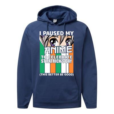 I Paused My Anime To Celebrate St Patricks Day Funny Anime Performance Fleece Hoodie