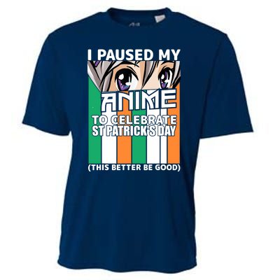 I Paused My Anime To Celebrate St Patricks Day Funny Anime Cooling Performance Crew T-Shirt