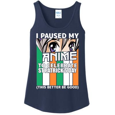 I Paused My Anime To Celebrate St Patricks Day Funny Anime Ladies Essential Tank