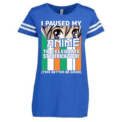 I Paused My Anime To Celebrate St Patricks Day Funny Anime Enza Ladies Jersey Football T-Shirt