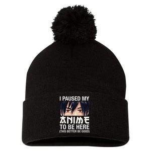 I Paused My Anime To Be Here Japan Kawaii Manga Anime Gifts Pom Pom 12in Knit Beanie