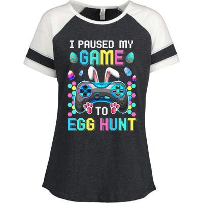 I Paused My Game To Egg Hunt Easter Funny Gamer Enza Ladies Jersey Colorblock Tee