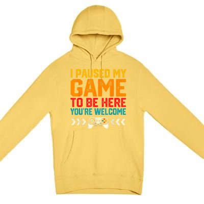 I Paused My Game To Be Here Funny Video Gamer Premium Pullover Hoodie