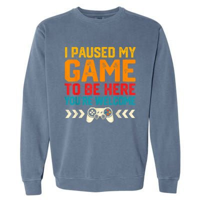 I Paused My Game To Be Here Funny Video Gamer Garment-Dyed Sweatshirt