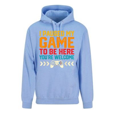 I Paused My Game To Be Here Funny Video Gamer Unisex Surf Hoodie