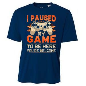 I Paused My Game To Be Here YouRe Welcome Retro Gamer Cooling Performance Crew T-Shirt