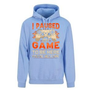 I Paused My Game To Be Here YouRe Welcome Retro Gamer Unisex Surf Hoodie