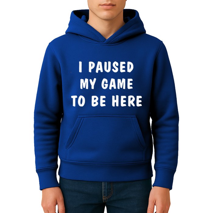 I Paused My Game to Be Here  Kids Hoodie