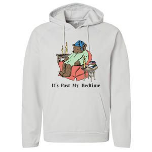 ItS Past My Bedtime Bear Taking A Nap Next To Books Performance Fleece Hoodie