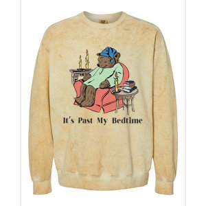 ItS Past My Bedtime Bear Taking A Nap Next To Books Colorblast Crewneck Sweatshirt