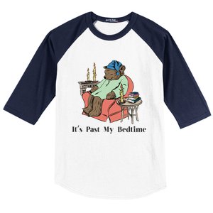 ItS Past My Bedtime Bear Taking A Nap Next To Books Baseball Sleeve Shirt