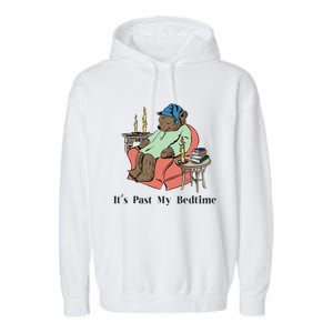 ItS Past My Bedtime Bear Taking A Nap Next To Books Garment-Dyed Fleece Hoodie