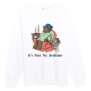 ItS Past My Bedtime Bear Taking A Nap Next To Books Premium Crewneck Sweatshirt