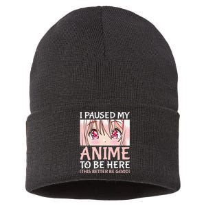 I Paused My Anime To Be Here Otaku Anime Merch Gift Sustainable Knit Beanie