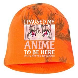 I Paused My Anime To Be Here Otaku Anime Merch Gift Kati - Camo Knit Beanie